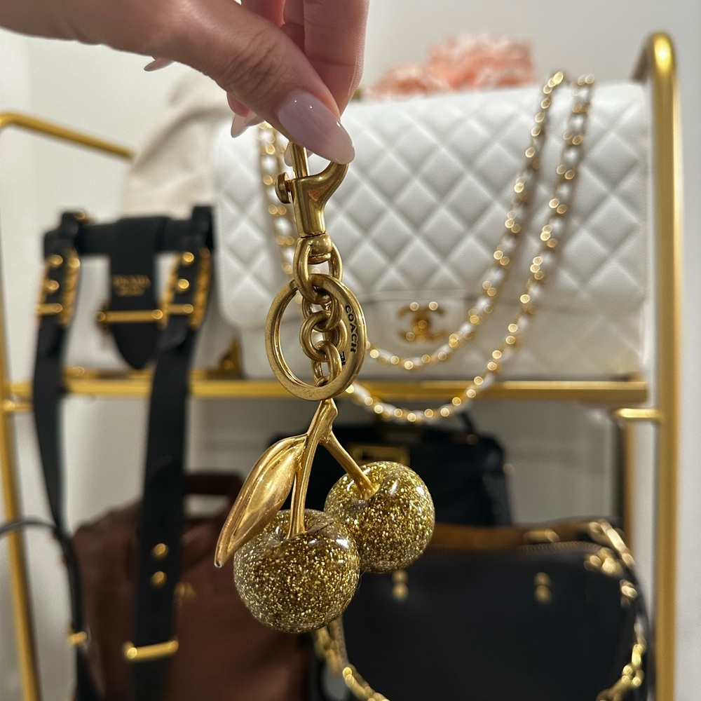 Coach Gold Sparkle Cherry Bag Charm Style Number 77840